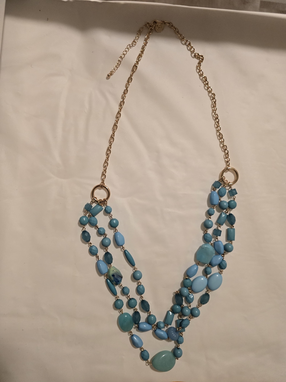 Gold-Tone Multi-Strand Turquoise Bead Necklace